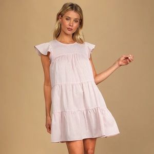 NEW Lulu’s Pink Gingham Tiered Babydoll Dress